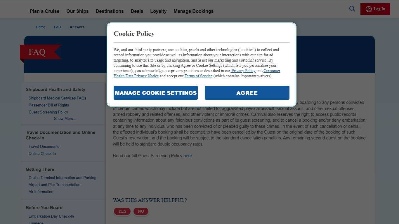 Guest Screening Policy Carnival Cruise Line