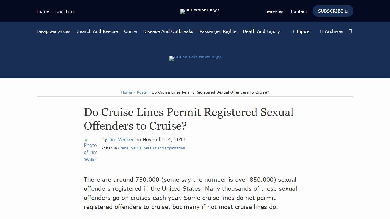Do Cruise Lines Permit Registered Sexual Offenders to Cruise? Cruise Law News